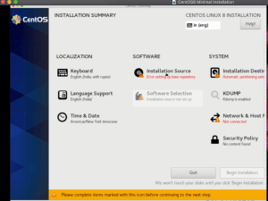 CentOS-Selection screen